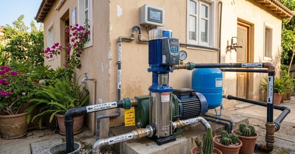 تركيب مضخة مياه عمودية متطورة تعتبر أفضل مضخة مياه للمنزل لضمان ضغط مياه قوي ومستمر.