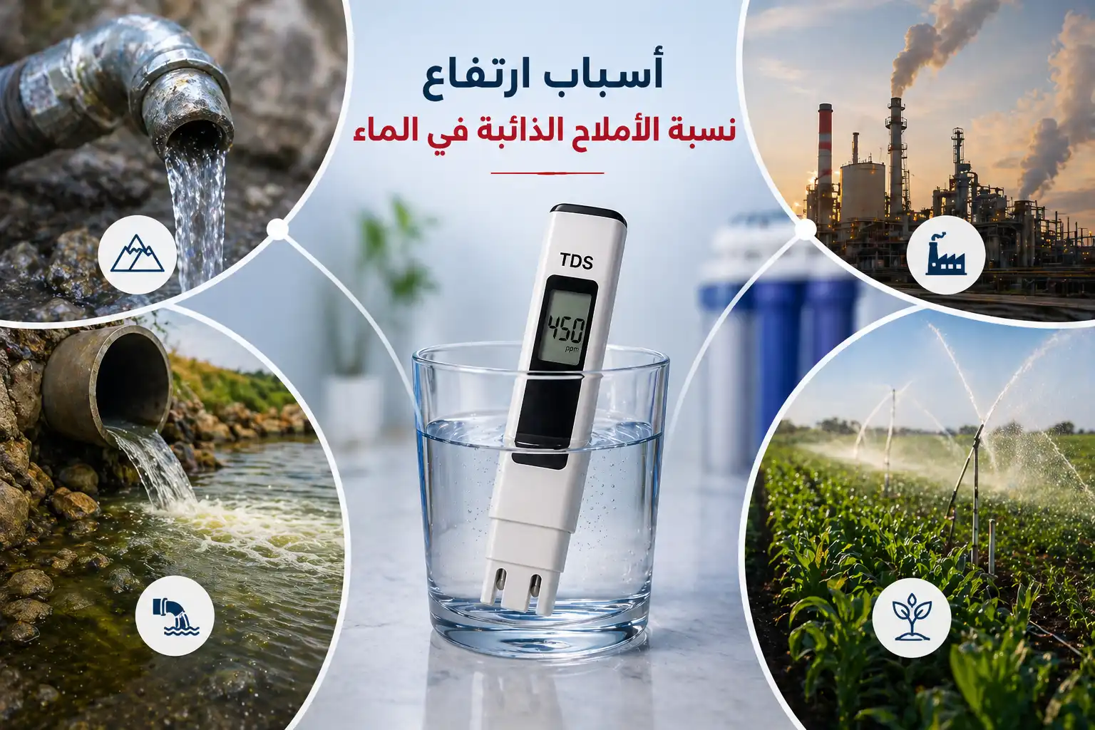 اسباب ارتفاع نسبة الأملاح الذائبة في الماء tds