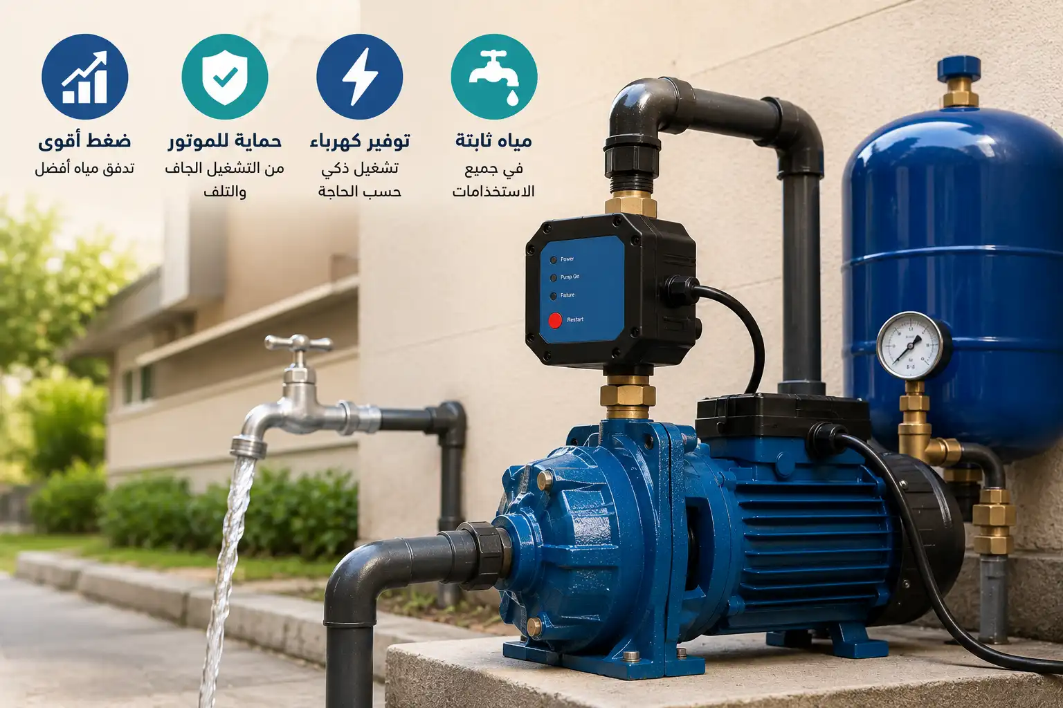 زيادة ضغط موتور المياه