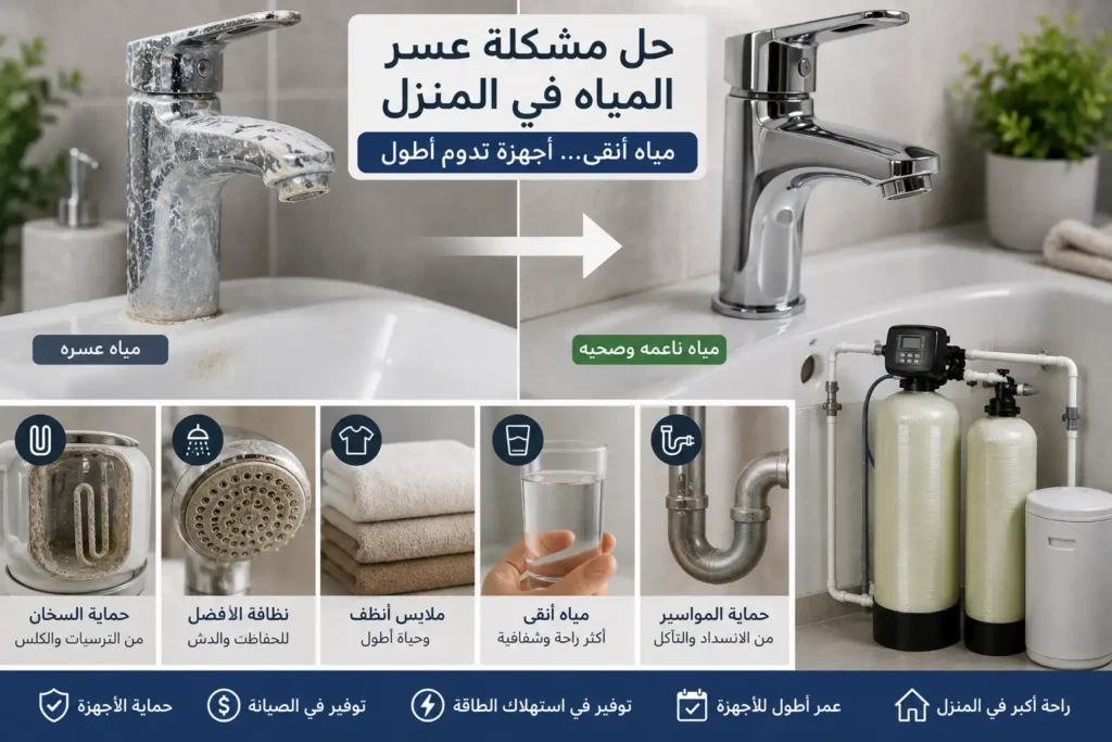 حل مشكلة عسر المياه في المنزل