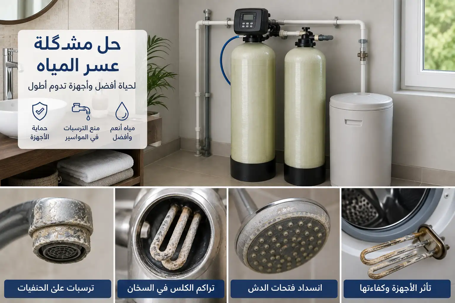 حل مشكلة عسر المياه في المنزل
