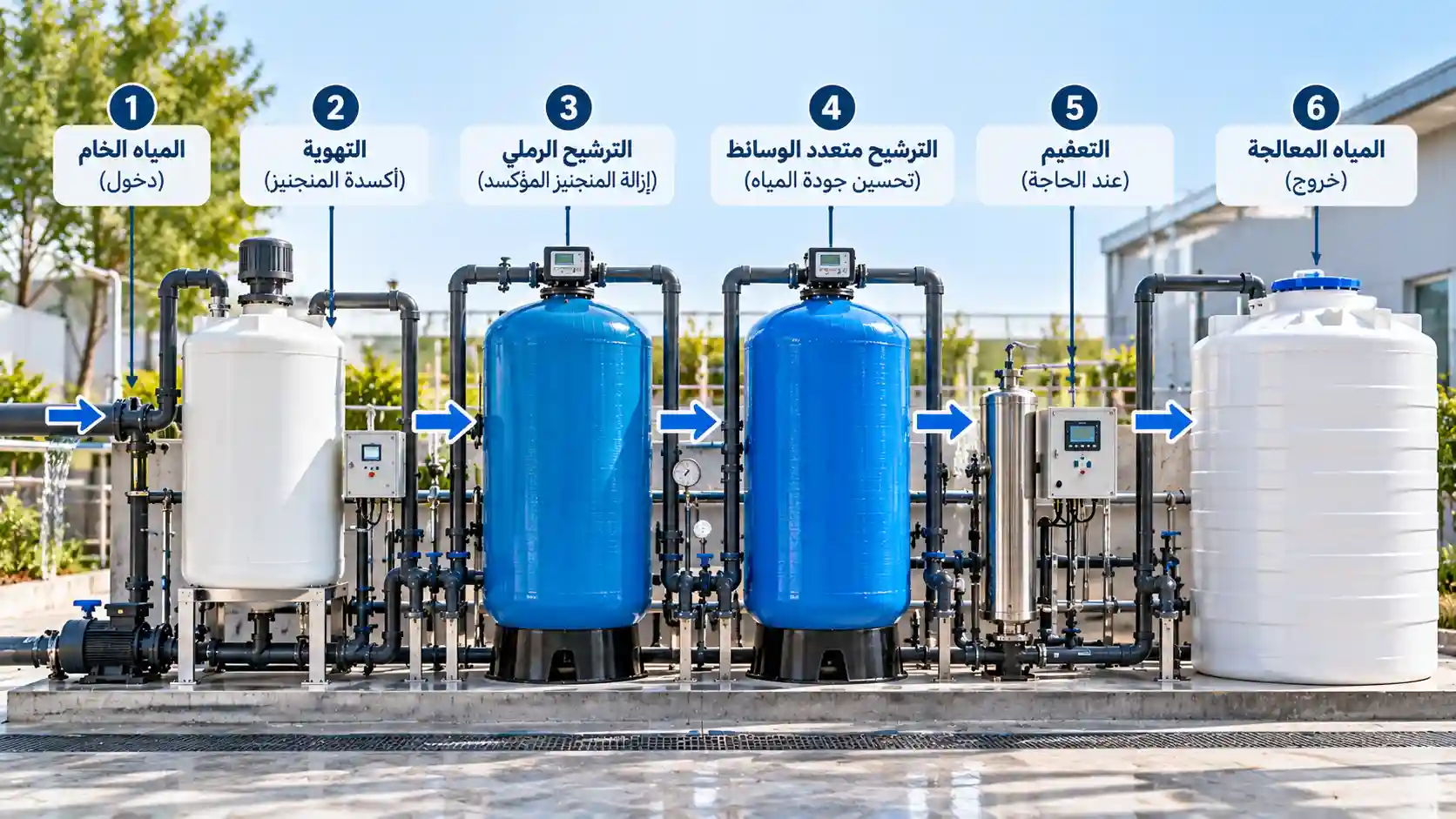 مراحل محطة إزالة المنجنيز من المياه